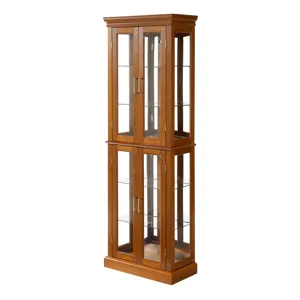 Curio Cabinet Lighted Curio Diapaly Cabinet With Adjustable Shelves And Mirrored Back Panel, Tempere