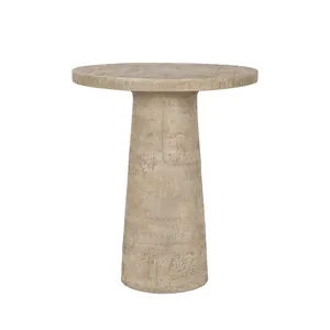 Round Side Table With Pedestal Base - Cream