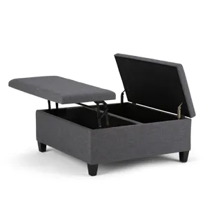 Ellis - Coffee Table Storage Ottoman - Slate Grey