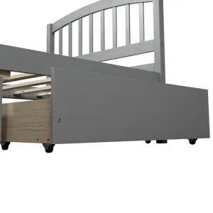 Twin Platform Storage Bed Wood Bed Frame With Two Drawers And Headboard - Gray