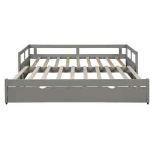 Extending Daybed With Trundle, Wooden Daybed With Trundle - Gray