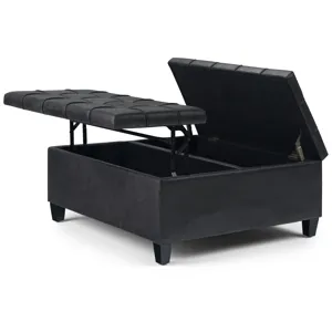 Harrison - Coffee Table Storage Ottoman - Distressed Black