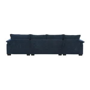 Modern L Shaped Chenille Cloud Sofa With Double Seat Cushions, 5 Seat Upholstered Indoor Furniture, 
