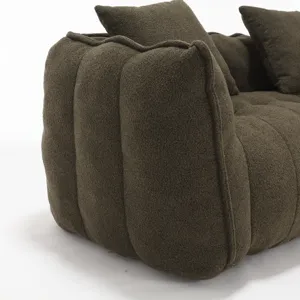Soft Beanbag Chair With High Resilience Foam Core For Two People - Olive Green