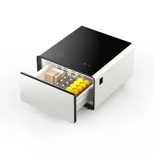 Modern Smart Side Table With Built-In Fridge, Wireless Charging, Temperature Control, Power Socket, 