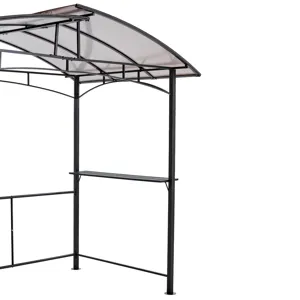 Grill Gazebo 8X5Ft, Outdoor Patio Canopy, Bbq Shelter With Steel Hardtop And Side Shelves - Black