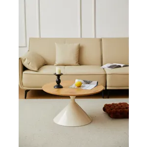 Round Coffee Table - Brown / White