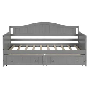 Twin Wooden Daybed With 2 Drawers, Sofa Bed For Bedroom Living Room, No Box Spring Needed - Gray
