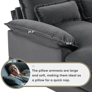 Modern U Shaped Sofa With Console, Cupholders And USB Ports, 6 Seat Upholstered Symmetrical Indoor F