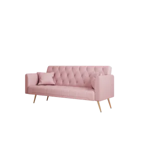 Convertible Double Folding Living Room Sofa Bed - Pink