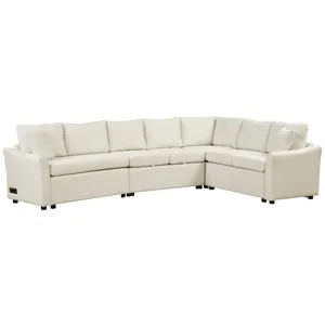 L-Shaped Sofa Convertible Sofa Bed Pull Out Sofa Sleeper With Two Back Pillows, Two USB Ports And Tw