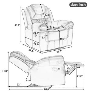 3 Pieces Recliner Sofa Sets Home Theater Seating Manual Recliner Chair With Center Console And Led L