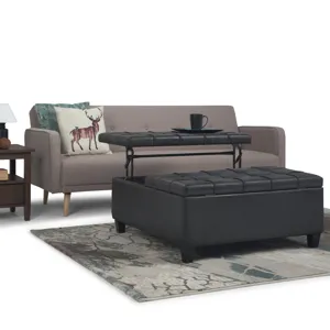 Harrison - Coffee Table Storage Ottoman - Distressed Black