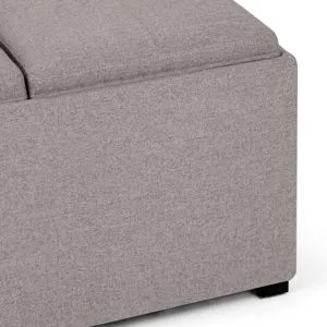 Avalon - Square Coffee Table Storage Ottoman - Cloud Grey