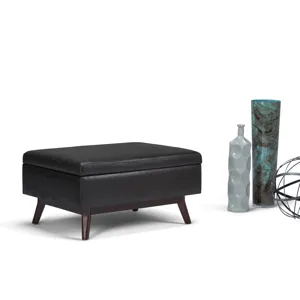 Owen - Coffee Table Storage Ottoman - Distressed Black
