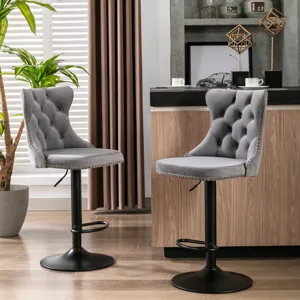 Swivel Velvet Barstools Adjusatble Seat Height , Modern Upholstered Bar Stools With Backs Comfortabl