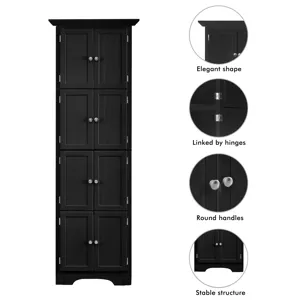 Tall Storage Cabinet With Doors And 4 Shelves For Living Room, Kitchen, Office, Bedroom, Bathroom, M