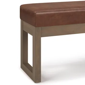 Milltown - Footstool Small Ottoman Bench - Distressed Saddle Brown