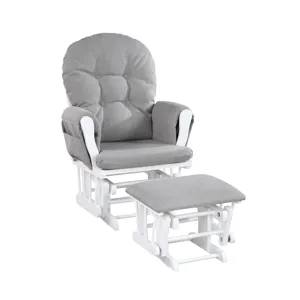 Mason - Glider And Ottoman White Wood - Oyster Fabric