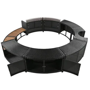 Spa Surround Spa Frame Patio Rattan Sofa Set With Storage Spaces, Mini Sofa And Comfortable Cushion 