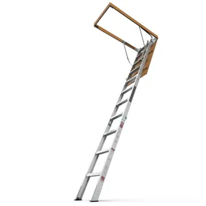 Aluminum Attic Ladder 350-Pound Capacity 22 1 / 2\" x 54\" Opening 7-10\' Ceiling - Metallic Gray