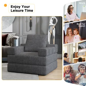Single Sofa Chair That Converts To A Single Sofa Bed For Living Room, Guest Room, Playroom - Dark Gr