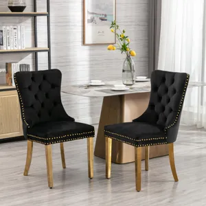 Nikki - Modern, High-End Tufted Solid Wood Contemporary Velvet Upholstered Dining Chair With Golden 