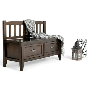 Burlington - Entryway Storage Bench with Drawers - Mahogany Brown