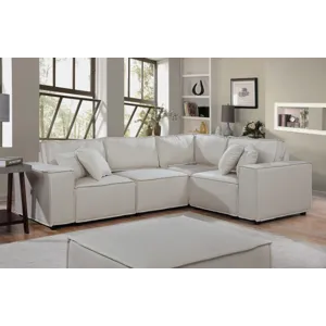 Melrose - Modular Sectional Sofa With Ottoman - Beige Linen