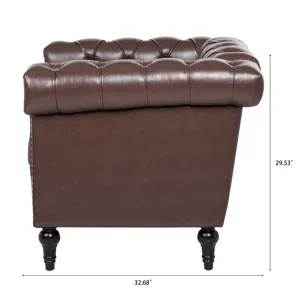 1 Seater Sofa For Living Room - Brown PU