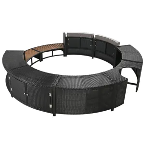 Spa Surround Spa Frame Patio Rattan Sofa Set With Storage Spaces, Mini Sofa And Comfortable Cushion 