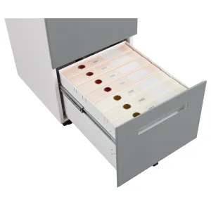 3 Drawer Mobile Locking File Cabinet, Rolling Filing Cabinet For Letter / A4 Size With 5 Wheels - Gr