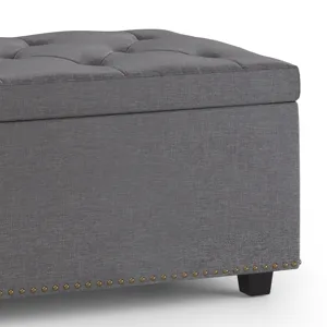 Hamilton - Lift Top Rectangular Storage Ottoman - Slate Grey