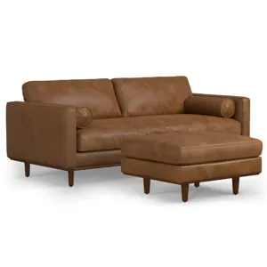 Morrison - 89\" Sofa and Ottoman Set - Caramel Brown