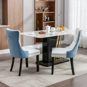 Nikki - Modern, High-End Tufted Solid Wood Contemporary PU And Velvet Upholstered Dining Chair With 