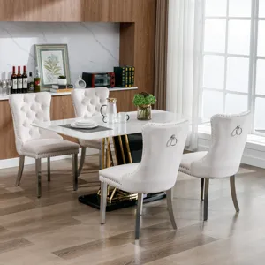 Nikki - Modern, High-End Tufted Solid Wood Contemporary Velvet Upholstered Dining Chair With Chrome 