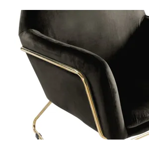 Keira - Velvet Accent Chair With Metal Base - Black