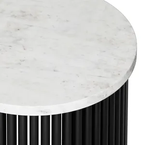 Demy - Metal Accent Table - White Marble / Black