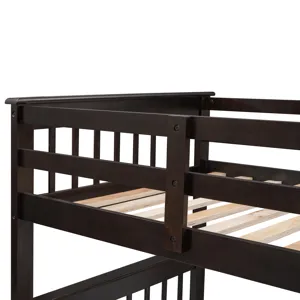 Twin Over Full Stairway Bunk Bed With Drawer, Storage And Guard Rail For Bedroom, Dorm, For Adults -