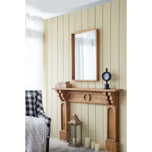 Rectangle Wood Mirror, Farmhouse Wall Decor For Living Room Bedroom Entryway - Brown