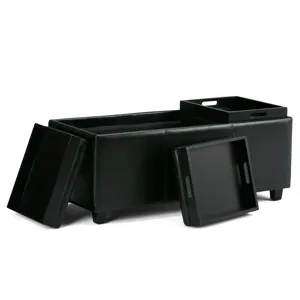 Avalon - Storage Ottoman - Midnight Black