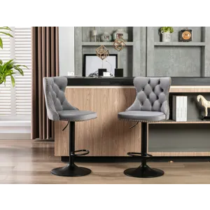 Swivel Velvet Barstools Adjusatble Seat Height , Modern Upholstered Bar Stools With Backs Comfortabl