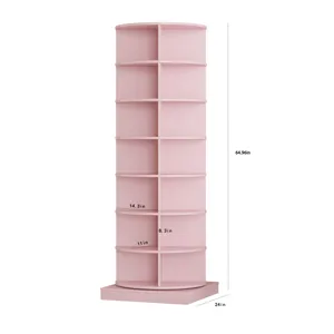 New 360 Rotating Shoe Cabinet With 7 Layers Can Accommodate Up To 28 Paris Shoes - Pink