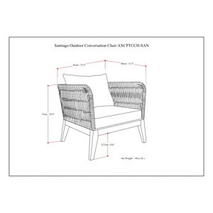 Santiago - Outdoor Conversation Chair - Slate Grey