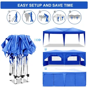 10\'X20\' Ez Pop Up Canopy Outdoor Portable Party Folding Tent With 6 Removable Sidewalls + Carry Ba