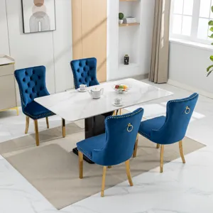 Nikki - Modern, High-End Tufted Solid Wood Contemporary Velvet Upholstered Dining Chair With Golden 