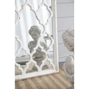 Distressed Floor Mirror, Full Body Mirror For Bathroom Bedroom Living Room - White