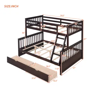 Twin Over Full Bunk Bed With Ladders And Two Storage Drawers - Espresso