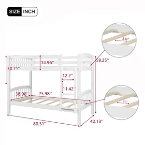 80.51\" Twin Over Twin Bunk Bed With Ladder - White