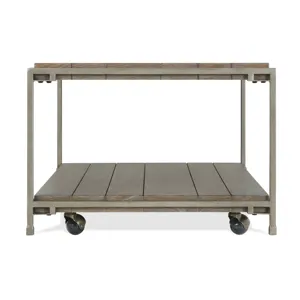 Corbeta - 3 Piece Metal Frame Wood Living Room Coffee Table And 2 Chairside Tables Set, Aged Graphit